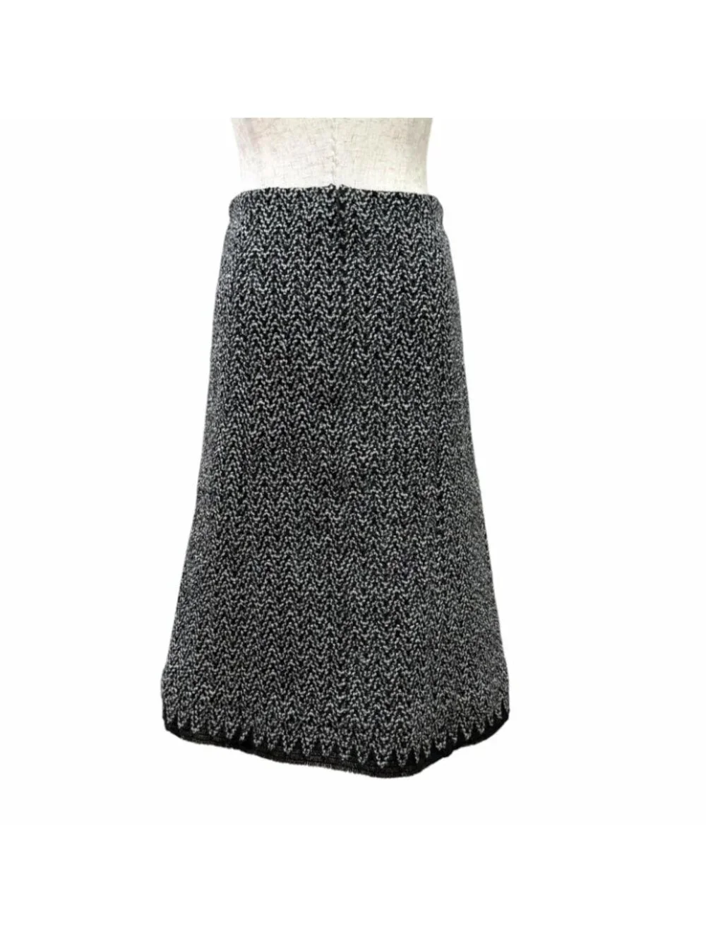 Chanel Silk Cashmere Blend CC Logo Lion Long Skirt Black 36